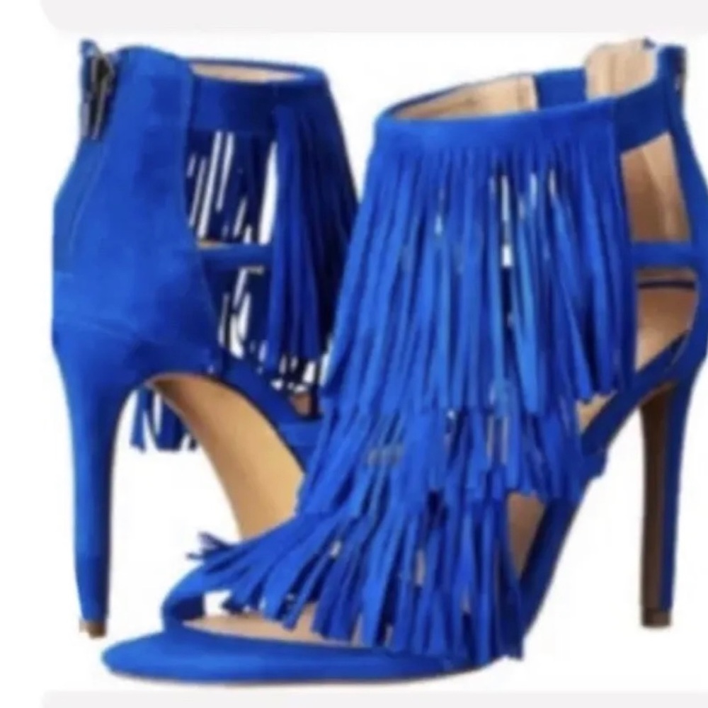 Steve Madden Fringly Royal Blue High Heeled Sandals Size 8